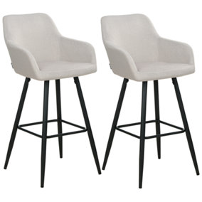 Set of 2 Velvet Bar Chairs Taupe CASMALIA