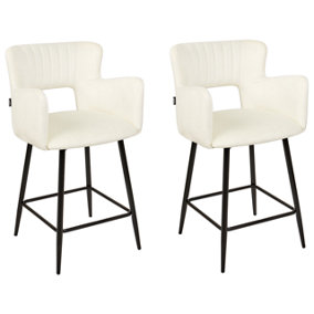 Set of 2 Velvet Bar Chairs White SANILAC