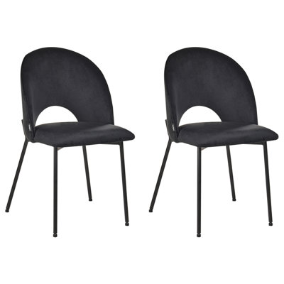 Set of 2 Velvet Dining Chairs Black COVELO | DIY at B&Q