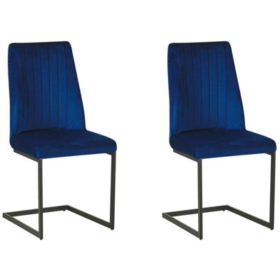 Set of 2 Velvet Dining Chairs Blue LAVONIA