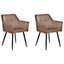 Set of 2 Velvet Dining Chairs Brown JASMIN