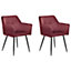 Set of 2 Velvet Dining Chairs Burgundy JASMIN