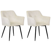 Set of 2 Velvet Dining Chairs Cream Beige JASMIN