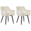 Set of 2 Velvet Dining Chairs Cream Beige JASMIN