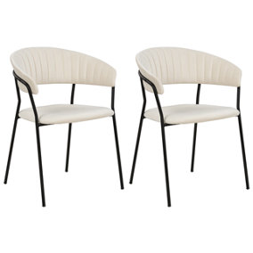 Set of 2 Velvet Dining Chairs Cream MARIPOSA