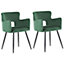 Set of 2 Velvet Dining Chairs Dark Green SANILAC