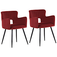Set of 2 Velvet Dining Chairs Dark Red SANILAC