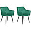Set of 2 Velvet Dining Chairs Emerald Green JASMIN
