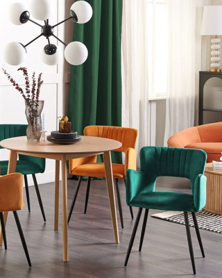 Set of 2 Velvet Dining Chairs Emerald Green SANILAC