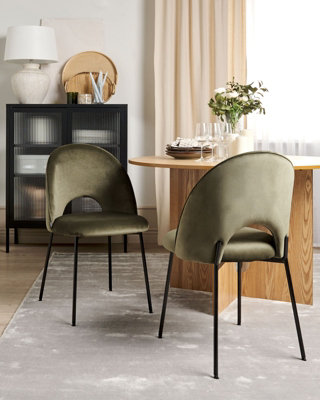 Set of 2 Velvet Dining Chairs Green COVELO