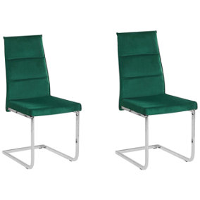 Set of 2 Velvet Dining Chairs Green ROCKFORD