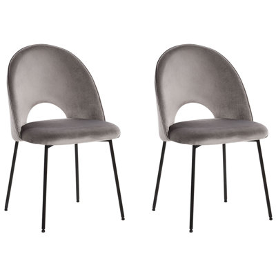 Set of 2 Velvet Dining Chairs Grey COVELO