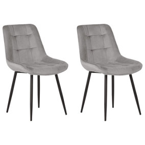 Set of 2 Velvet Dining Chairs Grey MELROSE