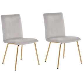 Set of 2 Velvet Dining Chairs Grey RUBIO