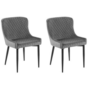 Set of 2 Velvet Dining Chairs Grey SOLANO