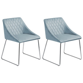 Set of 2 Velvet Dining Chairs Light Blue ARCATA