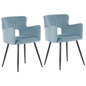Set of 2 Velvet Dining Chairs Light Blue SANILAC