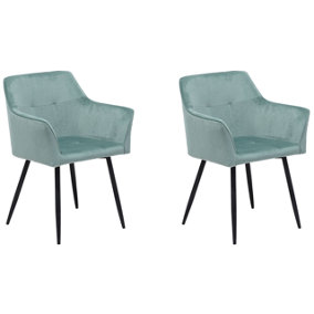 Set of 2 Velvet Dining Chairs Mint Green JASMIN