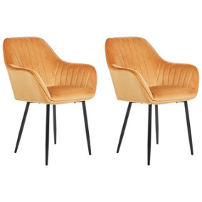 Set of 2 Velvet Dining Chairs Orange WELLSTON II