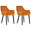 Set of 2 Velvet Dining Chairs Orange WELLSTON