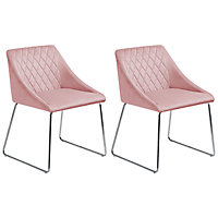 Set of 2 Velvet Dining Chairs Pink ARCATA