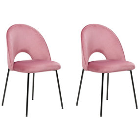 Set of 2 Velvet Dining Chairs Pink COVELO