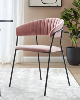 Set of 2 Velvet Dining Chairs Pink MARIPOSA