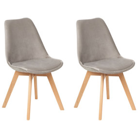 Set of 2 Velvet Dining Chairs Taupe DAKOTA II
