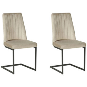 Set of 2 Velvet Dining Chairs Taupe LAVONIA