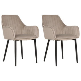 Set of 2 Velvet Dining Chairs Taupe WELLSTON