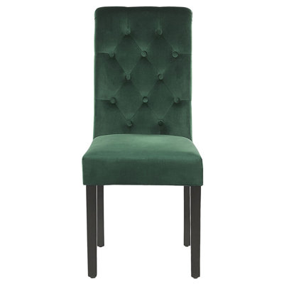 Set of 2 Velvet Dining Chairs with Ring Green VELVA II