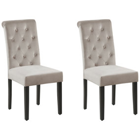 Set of 2 Velvet Dining Chairs with Ring Grey VELVA II