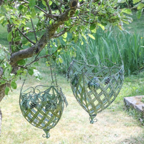 Set of 2 Verdigris Summer Hanging Garden Basket Planters
