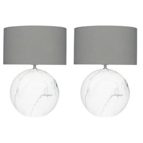 Set of 2 Vermont Marble Effect Ceramic Bedside Table Lamp Room Décor Night Lamp, Table Lamp, Table Light
