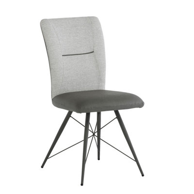 Set of 2 Verona Dining Chair - Light Grey Fabric / PU