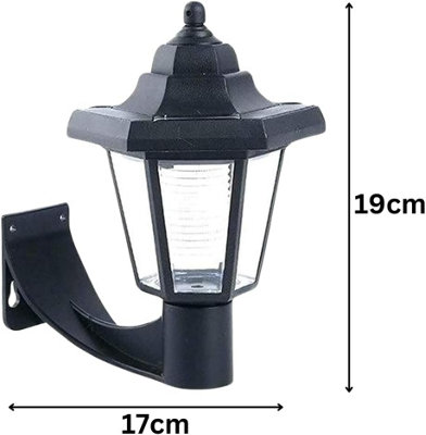Set of 2 Victorian Style Solar Powered Wall Lanterns Black Outdoor Wall Mounted Lamps Security Lights