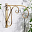 Set of 2 Vintage Brass Effect Wall Mounted Scrolled Wall Bracket Outdoor Basket Hanger Garden Hanging Basket Bracket