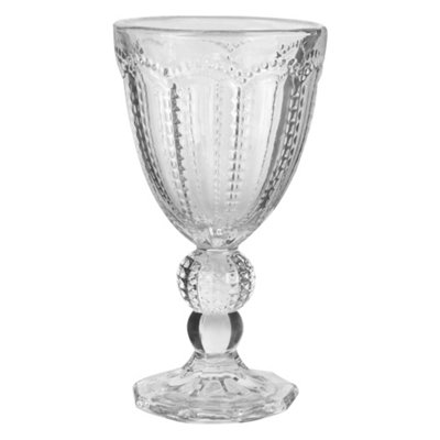 Set of 2 Vintage Clear Embossed Drinking Wine Goblet Glasses Father's Day Wedding Decorations Ideas