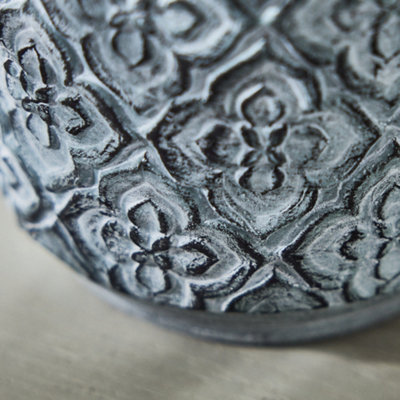 Set of 2 Vintage Embossed Trellis Design Small Flower Pots Planter Indoor Outdoor Garden Plant Pots (H) 15cm, (Dia)15cm