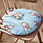 Set of 2 Vintage Rose Blue Round Indoor Furniture Dining Chair Seat Pads