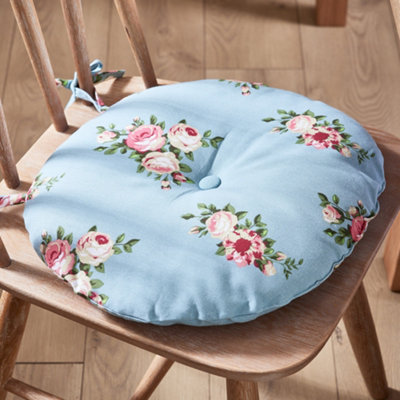 Set of 2 Vintage Rose Blue Round Indoor Furniture Dining Chair Seat Pads DIY at B Q