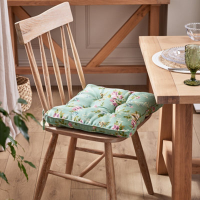 Set of 2 Vintage Rose Green Outdoor Garden Furniture Chair, Bench Box Mattress Cushion Seat Pads