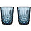 Set of 2 Vintage Sapphire Blue Drinking Tumbler Whisky Glasses