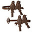 Set of 2 Vintage Style Cast Iron Perched Bird Curtain Tie Backs