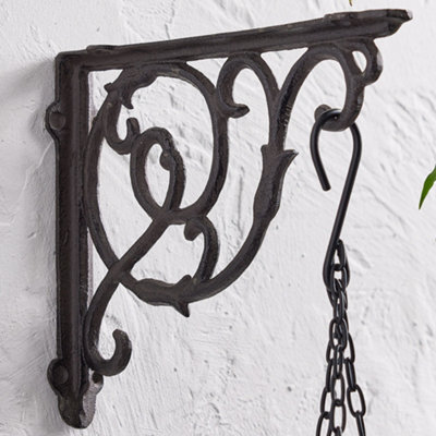 Set of 2 Vintage Style Cast Iron Wall Bracket Outdoor Basket Hanger Garden Hanging Basket Brackets Price Comparisons | Compare The Build