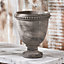 Set of 2 Vintage Style Cement Footed Garden Décor Plant Pot Indoor Outdoor Planter