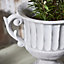 Set of 2 Vintage Style Concrete Grey Large Indoor Outdoor Planter Plant Pot with Baroque Scrolled Handles
