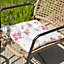 Set of 2 Vintage Style Pink Floral Summer Outdoor Garden Furniture Seat Pad Cushions