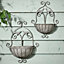 Set of 2 Vintage Style Wall Mounted Planters Ornate Scrolled Wall Hanging Baroque Flower Plant Pots Garden Décor