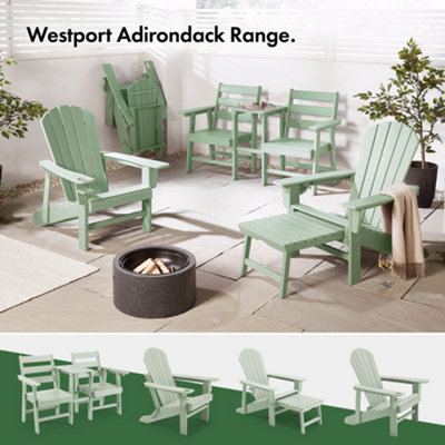 Set of Waterproof HDPE Garden Adirondack Chair with Footstool